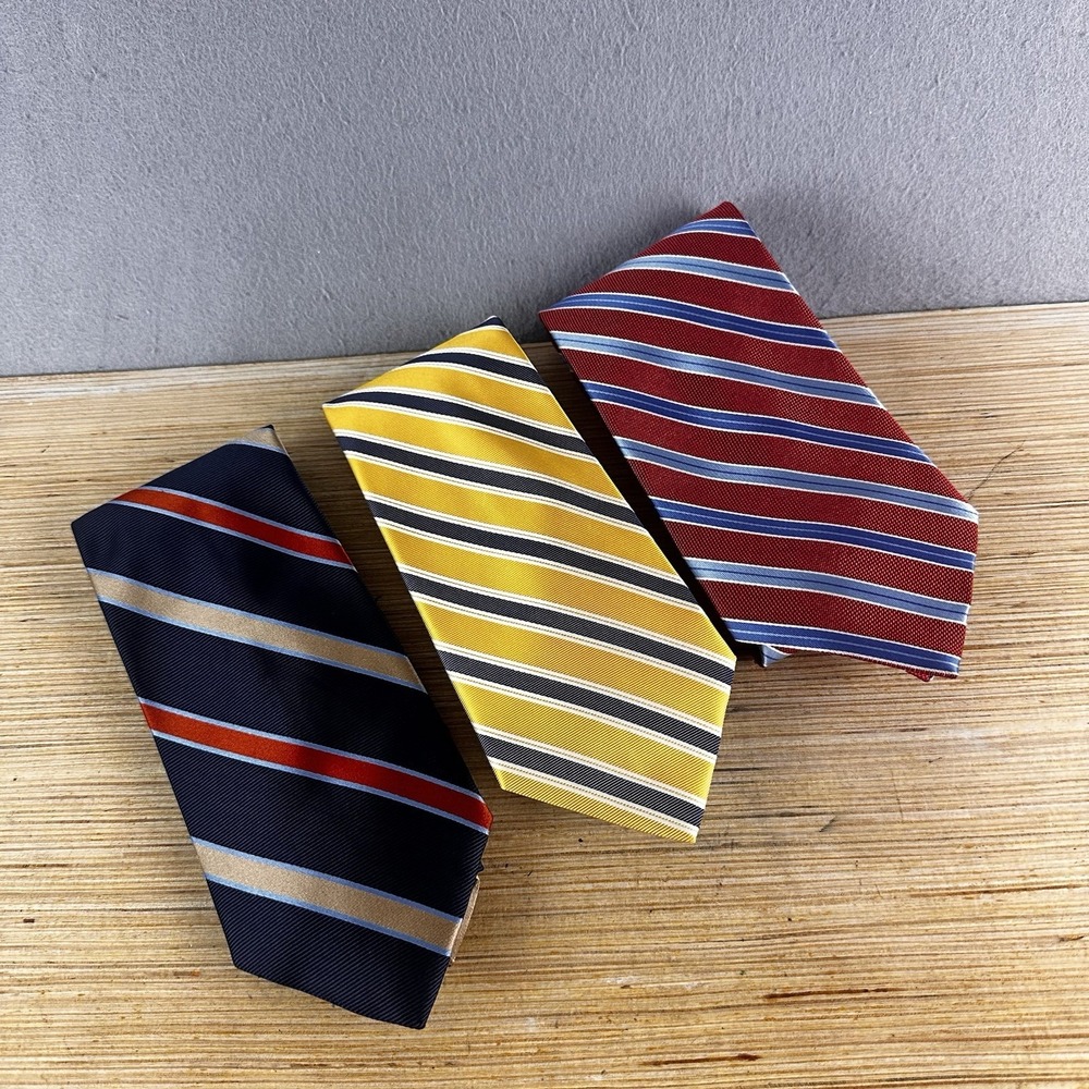 Lot of 3 Brooks Brothers 346 Ties Made USA Striped Silk Tie Stain resistant